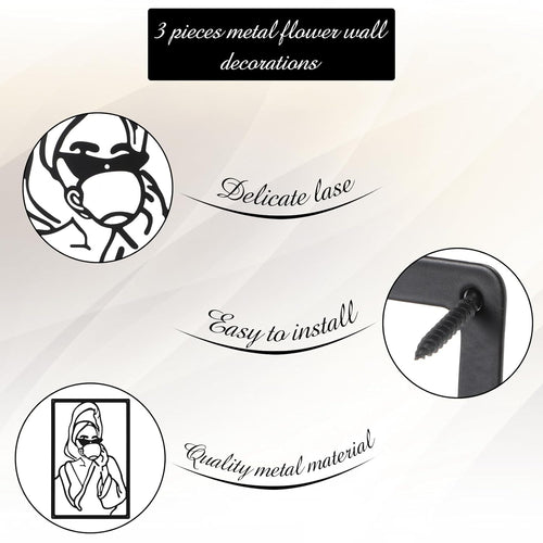 Abstract Female Line Metal Wall Art — Minimalist Sculptural Set of 3